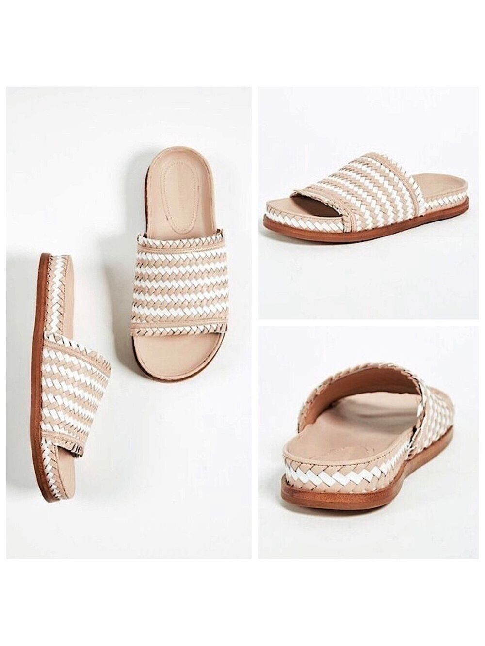 Sigerson Morrison Woven Leather Slide Sandals - Picture 4 of 12